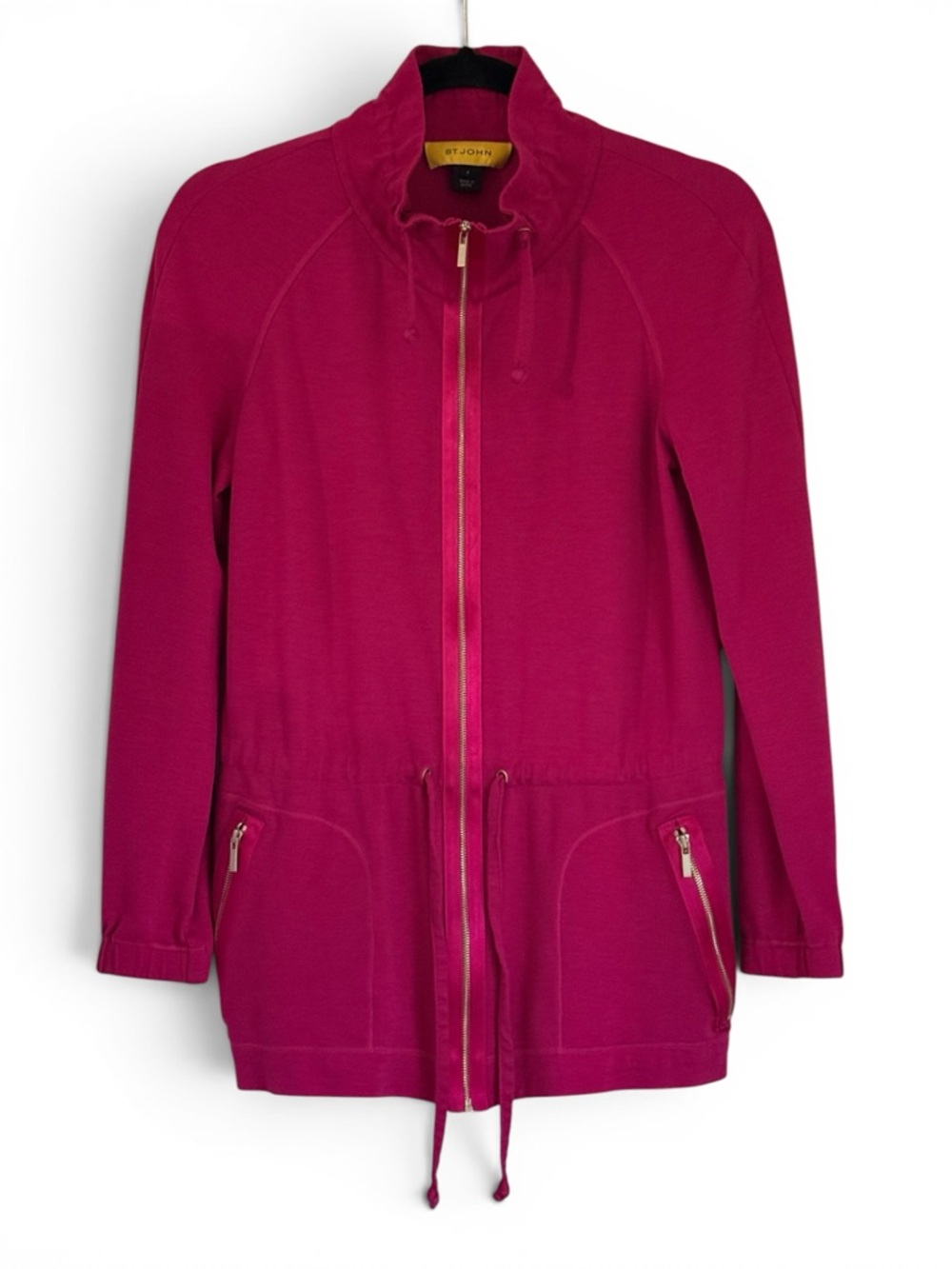 St. John Raspberry Pink Lightweight Zip Up Sweatshirt